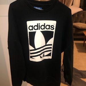 Adidas Crewneck Black large sleeve emblem zipper